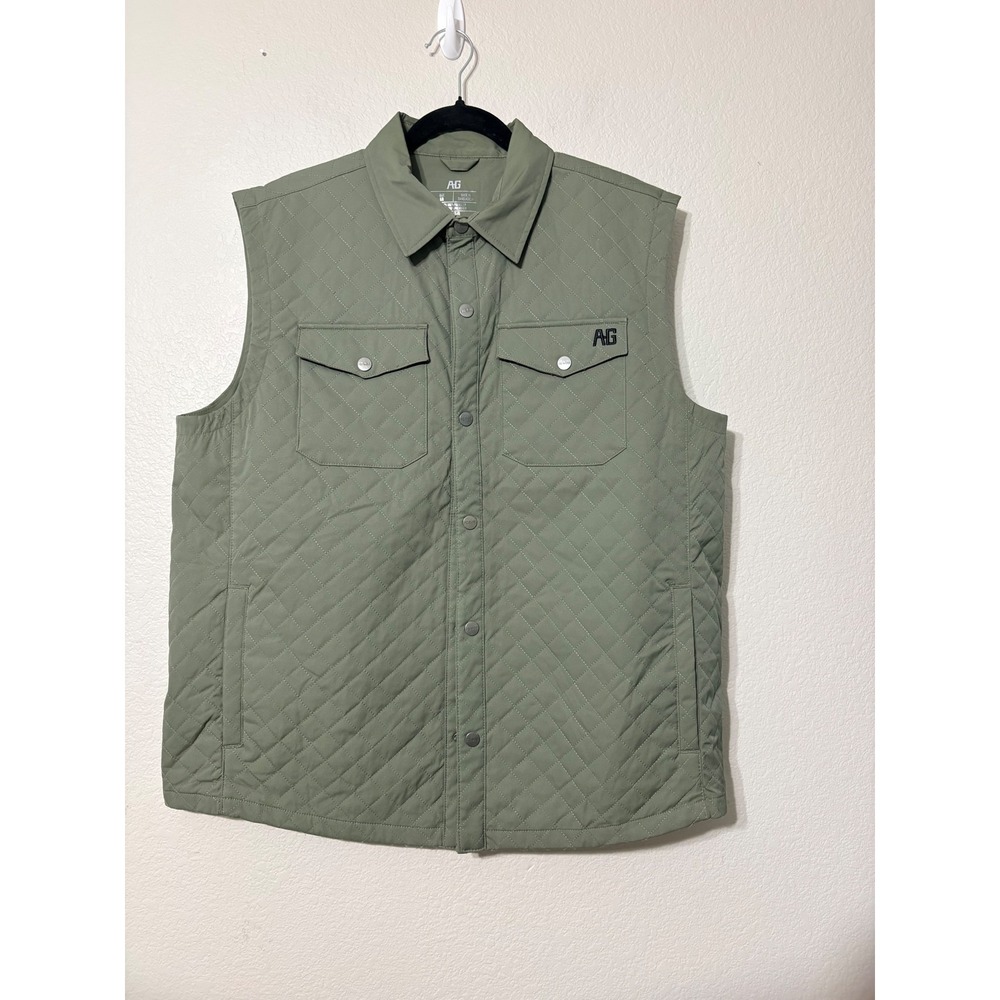 AG-GEAR Mens Quilted Ripstop Ranch Workwear Vest Green LG Windproof Stain Repel